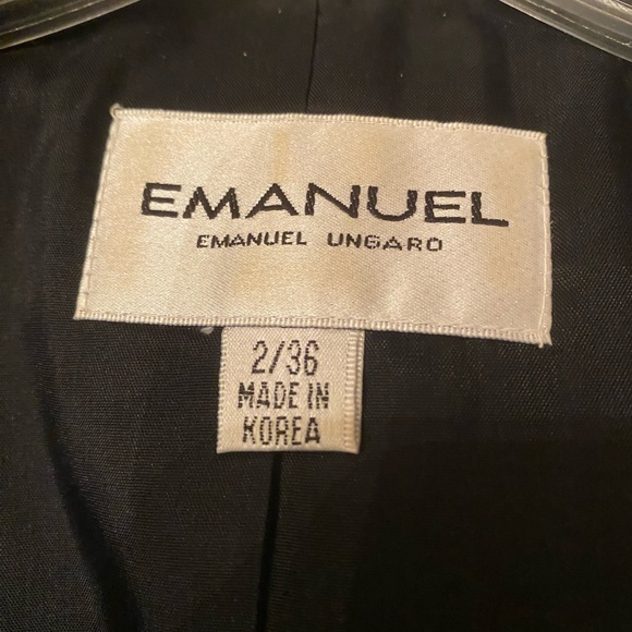 Gorgeous Vintage Emanuel Ungaro Size 2/4 Black Pinstripe Pant Suit - Picture 6 of 7